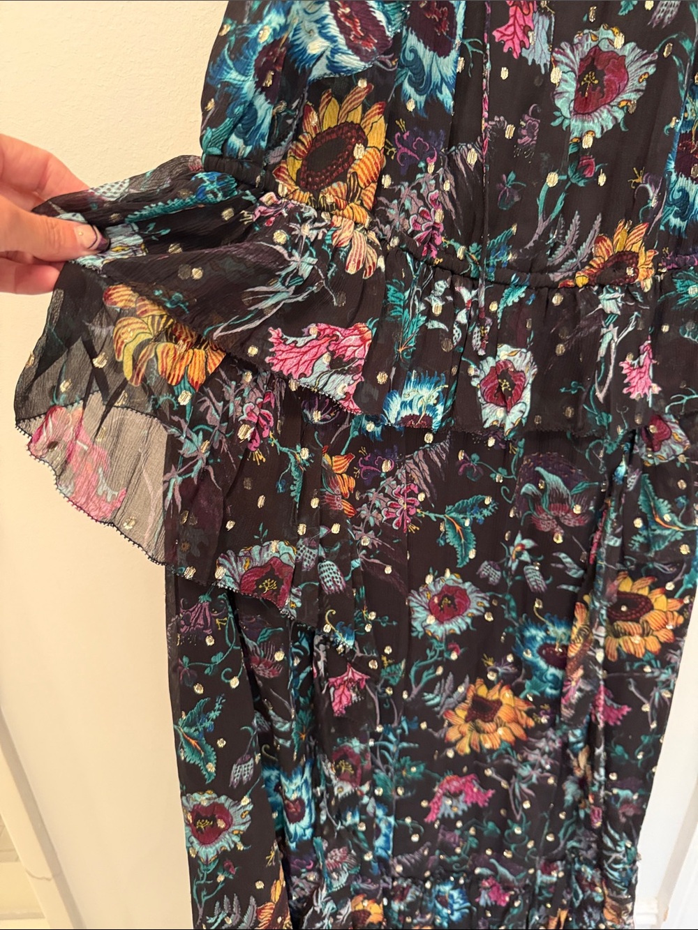 Silk Ulla Johnson floral Ruffled Maxi Dress - Picture 4 of 6